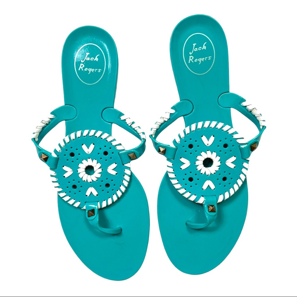 JACK ROGERS Georgica Jelly Thong In Turquoise